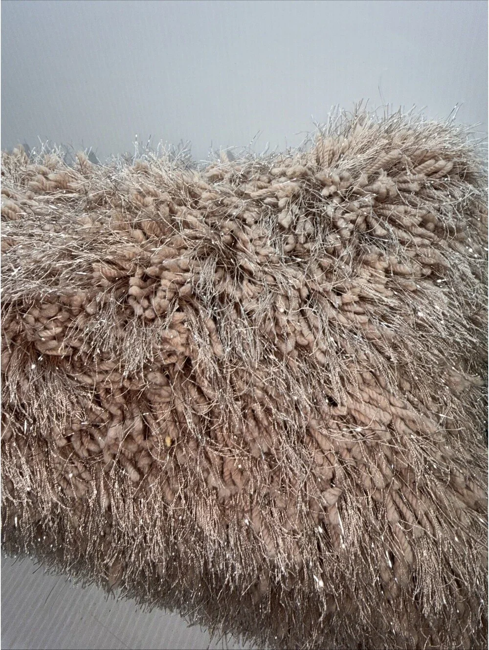Celebrity Home Shimmery Metallic Shag Throw Pillow, Thick & Soft